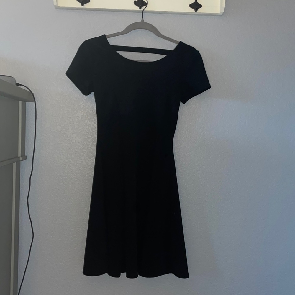 Formal Basic Black Short Sleeve Knee Length Dress